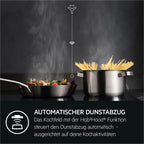 AEG Induktionskochfeld autark 80cm mit Dunstabzug / Made in Germany / 4 Flex-Kochzonen mit Bridge (Kombination 2er Zonen) / Auto-Funktion des Dunstabzugs / Aktivkohlefilter / COLI84COXB