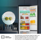 Hisense RB327N4AD2 Kühl-Gefrierkombination/ NoFrostPlus/ Multiflow 360°/ HolidayMode/ FreshZone/ 182,4 cm/ Kühlteil 171 l/ Gefrierteil 85 l/ 41 dB/ 287 kWh/ Jahr/ Edelstahl-Look