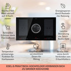 Klarstein 2-in-1 Induktionskochfeld mit Dunstabzug, Induktionskochfeld mit Abluft & Ventilator, 4-Zonen-Kochfeld, Glaskeramik-Einbauherd, Kochfeld mit Dunstabzug, Energieklasse A, 654m³/h Luftstrom