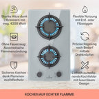 Klarstein Gasherd, Einbau-Gasherd für Propan Gasflasche, Gaskochfeld 4 Flammig, Gasherd für Küche, Camping & Wohnmobil, 8000 W Kochplatte, LPG Gaskocher, Herdplatte für Propangas, Edelstahl Gas-Herd