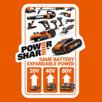 WORX WG252E.9 Akku Teleskop Heckenschere - 45cm Schnittbreite - 10-Fach Verstellbarer Teleskopstiel bis 3,20 Meter Hhe - PowerShare kompatibel - Ohne Akku & Ladegert