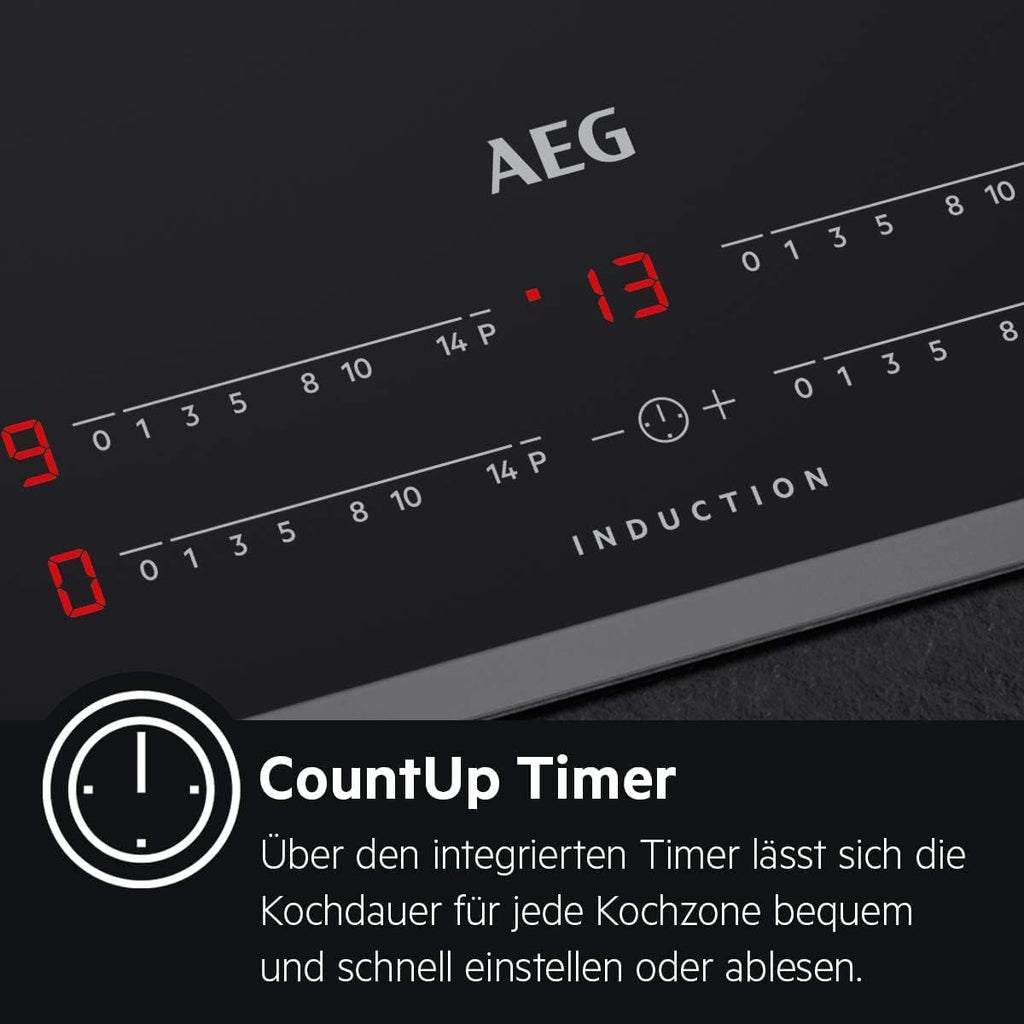 AEG Induktionskochfeld autark 80cm mit Dunstabzug / Made in Germany / 4 Flex-Kochzonen mit Bridge (Kombination 2er Zonen) / Auto-Funktion des Dunstabzugs / Aktivkohlefilter / COLI84COXB