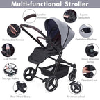 3 in 1 Kinderwagen Set mit umkehrbarem Sport-Sitz, Babywanne & Buggy – Ein-Klick-Zusammenklappbar, Leicht & Tragbar mit Großem Regenschutz