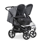 hauck Geschwisterwagen Roadster Duo SLX, Zwillingsbuggy ab Geburt bis 15 kg (ca. 3 Jahren) mit Liegefunktion, XL Korb, Einfach und Klein Zusammenklappbar, Große Räder (Grey/Silver)