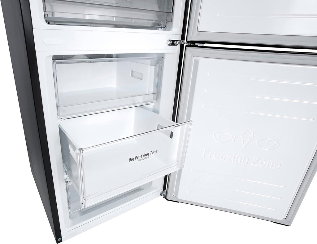 LG GBV22NCCEP Kühl-/Gefrierkombination – Smart Inverter Compressor, Total No Frost, Modern Flat Door Design, Matt Schwarz Metallic, Energieeffizienz A