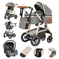 Gcarebb 3 in 1 Kinderwagen, Buggy Mit Auto Babyschale, Mit Höhenverstellbarer Kinderwagen Komplettset, KombiKinderwagen Mit Aluminiumrahmen für Neugeborene 0-4 Jahre