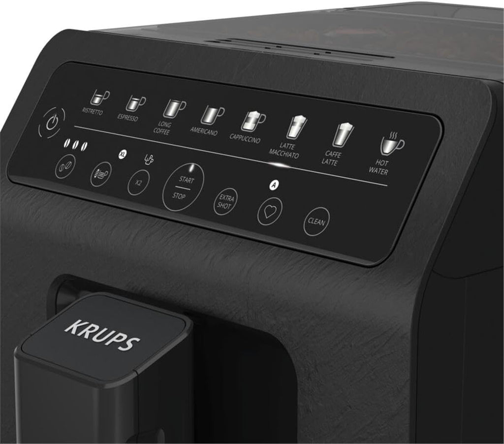 Krups Evidence ECOdesign Kaffeevollautomat mit Milchschlauch, 8 Getränke, 2-Tassen-Funktion, Recyceltes Material, Kaffeemaschine, Weiß/Schiefer, EA897A10