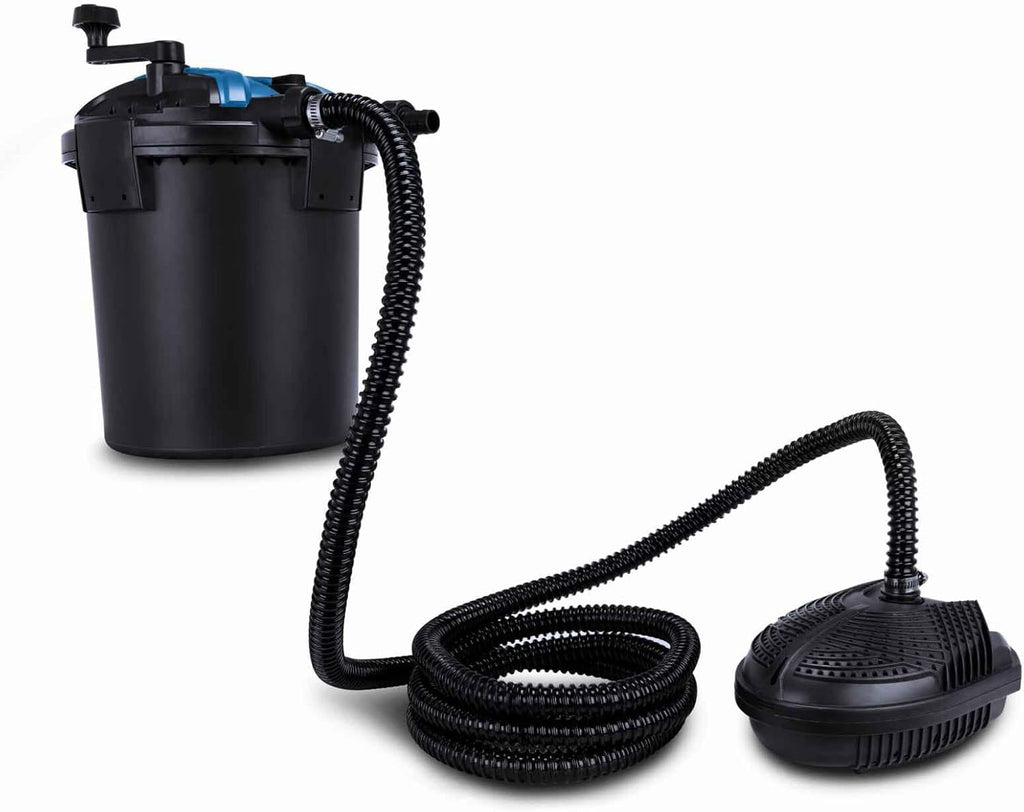Scheppach Teichdruckfilter Komplettset PFS8000 | für Teiche bis 8000 Liter | Fördermenge 4000 L/h | 11 W UV-C Klärer mit Spin Clean | int. Schmutzanzeige | 9,5L Tank | Teichfilter Druckteichfilter
