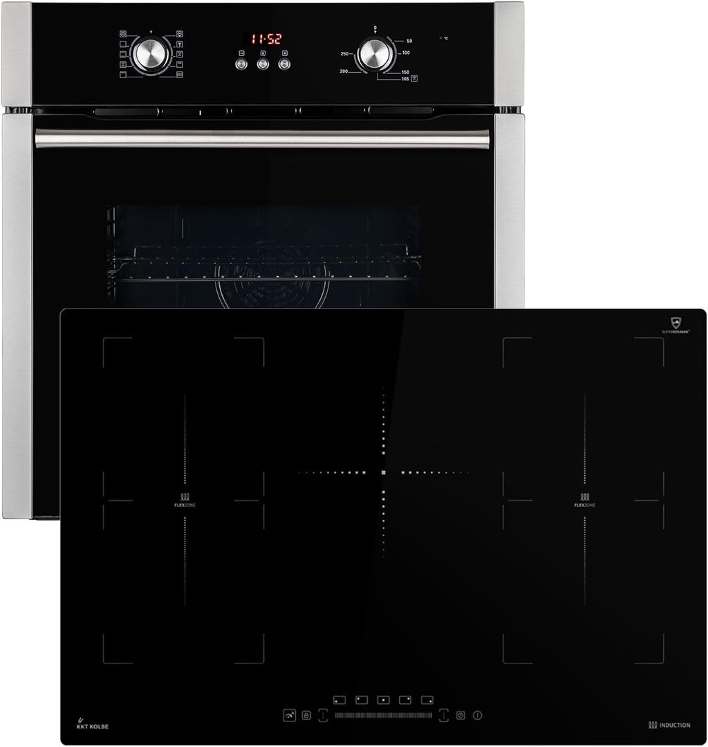 Autarkes Herdset: 60cm Einbaubackofen BO8805SS + 59cm Kochfeld CH5901RL | Grill | Heißluft | Automatik-Timer | 2-fach Wärmeschutzverglasung | Kindersicherung | Knebelbedienung | SET8805CH59RL
