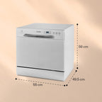 Klarstein  ia 8 - Spülmaschine, Geschirrspüler, Freistehend, Teilintegriert, F, 55 cm breit, 8 Maßgedecke, 6 Programme, Aquastop, silber