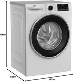 Beko B3WFU58415W1 b300 Waschmaschine, 8 kg, Waschvollautomat, Restzeitanzeige, Schleuderwahl, 1400 U/min, Dampffunktion, AddXtra-Nachlegefunktion, Bluetooth, Hygiene+ allergikergeeignet, Weiß