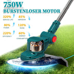 Hengriacly Rasentrimmer mit Akku 21V, Akku Rasentrimmer für Makita Akku, Rasentrimmer mit Unkrautbürste, Freischneider akku, Motorsense Akku- Inkl. 2X4.0Ah Akku & Ladegerät, 750W Bürstenloser Motor