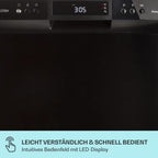 Klarstein  ia 8 - Spülmaschine, Geschirrspüler, Freistehend, Teilintegriert, F, 55 cm breit, 8 Maßgedecke, 6 Programme, Aquastop, silber