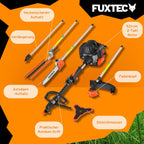 FUXTEC Benzin Motorsense FX-MT152E 5in1 Multitool, 52 cc, Profi-Tragegurt und inkl. 1m Verlängerung 3 PS Kombigerät Heckenschere Hochentaster Kombisystem Freischneider fs 2-Takt Test Oberklasse 1,4