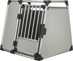 TRIXIE Hunde-Transportbox, Aluminium, L: 92 x 64 x 78 cm, grafit, rutschfste Liegematte, Klettleiste am Boden, Sicherheitsverschluss, stabil und geruscharm, hochgeschlossene Wnde - 39338