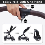 3 in 1 Kinderwagen Set mit umkehrbarem Sport-Sitz, Babywanne & Buggy – Ein-Klick-Zusammenklappbar, Leicht & Tragbar mit Großem Regenschutz