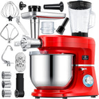 KESSER® 3 in 1 Universal Küchenmaschine K-KM 3000 mit Fleischwolf Knetmaschine Multifunktionale Rührmaschine 5,5L Schüssel mit 3 Rührwerkzeuge, 1,5L Entsafter, Zubehör-Set, Pasta & Gebäckformen