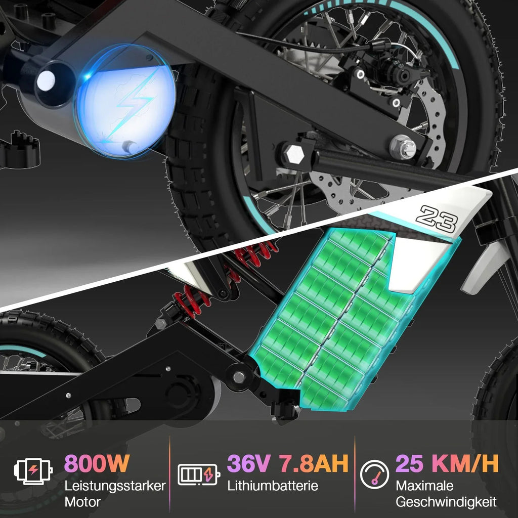 Evercross EV65M Electric Kid Motorcycle - 800W Motor, 20km Range, Ages 15+