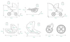 BabyLux® Bambimo Kinderwagen Set 3 in 1 - White Lux - incl. Babywanne, Buggy Sportsitz, Auto-Babyschale - Autositz - Kinderwagenset - Kombikinderwagen mit Wickeltasche, Regenschutz usw.