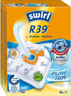 Rowenta RO3950 Staubsauger mit Beutel + 4er Pack Swirl R 39 Staubsaugerbeutel für Dauerhaft hohe Saugleistung, 3L Beutelvolumen, 750 W = 2000W, extrem leise, Hygienefilter, mit Parkettdüse