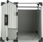 TRIXIE Hunde-Transportbox, Aluminium, L: 92 x 64 x 78 cm, grafit, rutschfste Liegematte, Klettleiste am Boden, Sicherheitsverschluss, stabil und geruscharm, hochgeschlossene Wnde - 39338