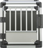 TRIXIE Hunde-Transportbox, Aluminium, L: 92 x 64 x 78 cm, grafit, rutschfste Liegematte, Klettleiste am Boden, Sicherheitsverschluss, stabil und geruscharm, hochgeschlossene Wnde - 39338