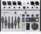 Behringer FLOW 8 8-Input Digital Mixer with Bluetooth Audio and App Control, 60mm Channel Faders, 2 FX Processors and USB/Audio Interface