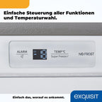 Exquisit Gefrierschrank GS271-NF-H-010E inoxlook | Gefrierschrank NoFrost 194 l Volumen | Tiefkühlschrank mit 5 Schubladen | Schnellgefrieren