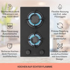 Klarstein Gasherd, Einbau-Gasherd für Propan Gasflasche, Gaskochfeld 4 Flammig, Gasherd für Küche, Camping & Wohnmobil, 8000 W Kochplatte, LPG Gaskocher, Herdplatte für Propangas, Edelstahl Gas-Herd