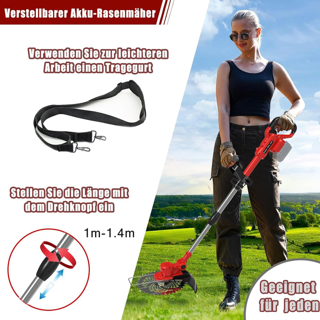 Akku Rasentrimmer für Makita-Akkus mit 5 Klingentypen Bürstenlose Rasentrimmer mit Unkrautbürste(ohne Akku) (Blue)