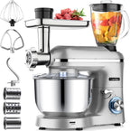 Homlee 3 in 1 Küchenmaschine 1800W Multifunktionale Knetmaschine 6-stufige Gescheindigkeit Mixer, mit Fleischwolf, 1.5L Saftpresse, 5.5L Edelstahlschüssel Teigmaschin