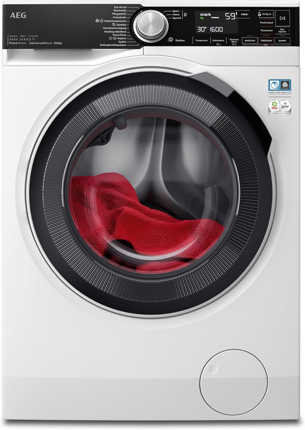 AEG L7WBA60680 Waschtrockner / DualSense - schonende Pflege / 8 kg Waschen / 5 kg Trocknen / D / energiesparend / Mengenautomatik / Nachlegefunktion / ProSteam - Auffrischfunktion / 1600 U/min