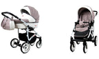 BabyLux® Bambimo Kinderwagen Set 3 in 1 - White Lux - incl. Babywanne, Buggy Sportsitz, Auto-Babyschale - Autositz - Kinderwagenset - Kombikinderwagen mit Wickeltasche, Regenschutz usw.