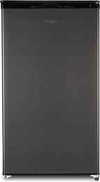 MEDION Kühlschrank mit Eiswürfelfach (90L Gesamt-Nutzinhalt 80L Kühlteil 10L Eiswürfelfach, transparente Gemüseschublade, freistehend, wechselbarer Türanschlag, höhenverstellbare Füße, MD37690) grau