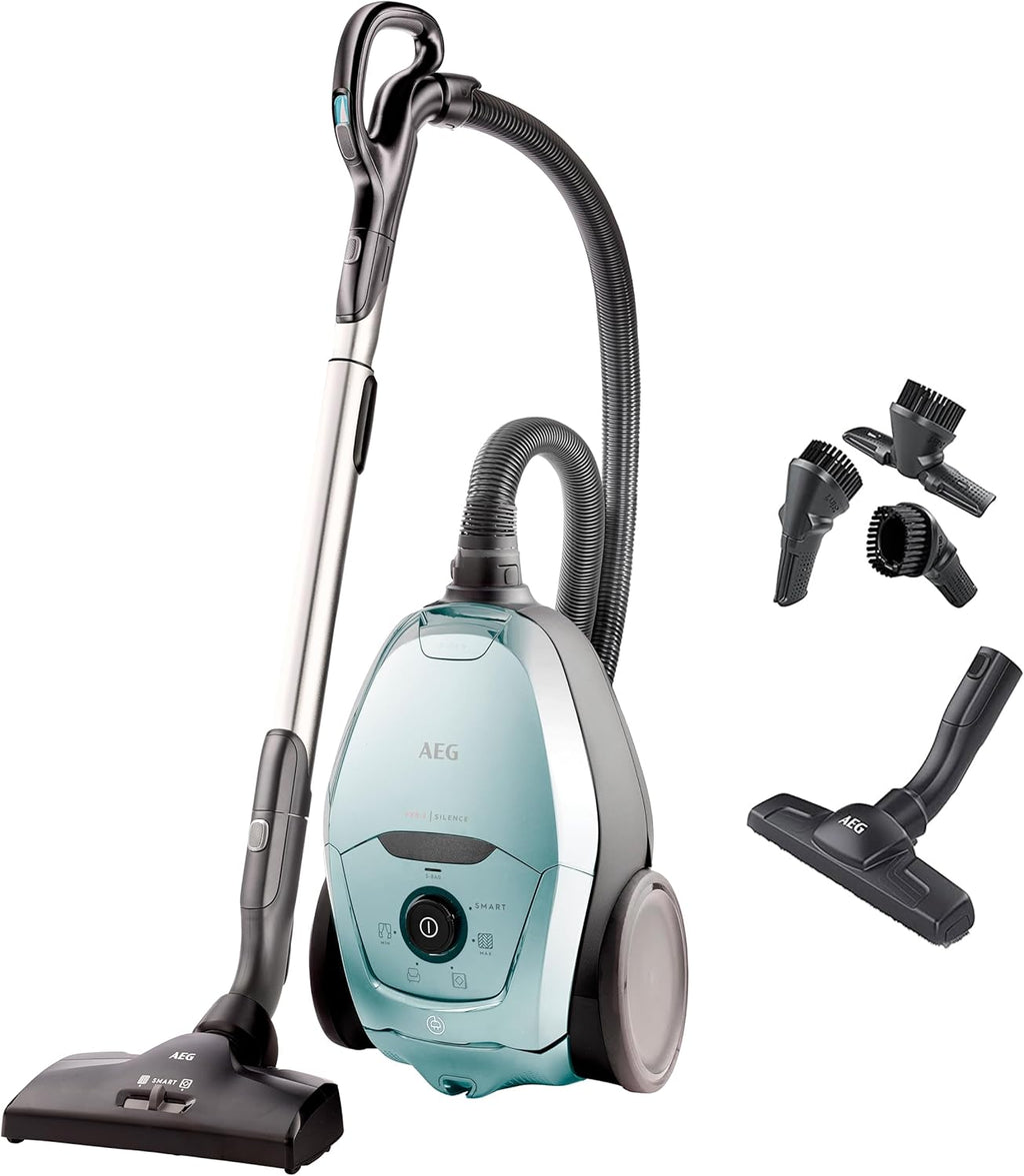 AEG VX82-1-KO Staubsauger / 75% Recyclingmaterial / autom. Saugkraftregulierung / extrem leise auch auf Teppich / Aufnahme von groen + kleinsten Partikeln / langes Kabel / 600W / schwarz