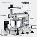 Homlee 3 in 1 Küchenmaschine 1800W Multifunktionale Knetmaschine 6-stufige Gescheindigkeit Mixer, mit Fleischwolf, 1.5L Saftpresse, 5.5L Edelstahlschüssel Teigmaschin