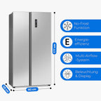 Bomann® Side by Side Kühl Gefrierkombination | No Frost | 442L Inhalt | Kühlschrank mit Gefrierfach | Kühlschrank mit MultiAirflow-Technologie | Verbrauch 287 kWh/Jahr | SBS 7344 inox