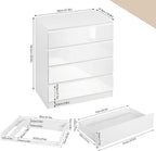 WOLTU Wickelkommode mit abnehmbarer Wickelaufsatz, Wickeltisch Baby, Wickelregal, Kommode mit 4 Schubladen, Höhe 110 cm, Weiß + Hochglanz Weiß
