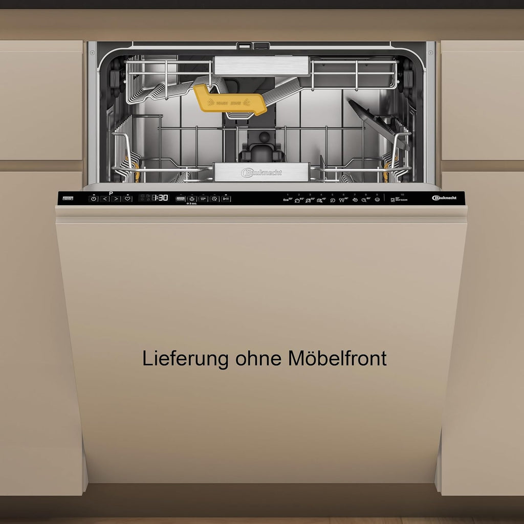 Bauknecht BCIO 3T341 PLET Vollintegrierbarer Geschirrspüler 60 cm /Edelstahl/14 Maßgedecke/10 Standardprogramme und 1 Sensorprogramm/PowerClean/ActiveDry/Besteckschublade/Vollwasserschutz