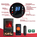 Sonnewelt Elektrokamin mit LED Flammenm WiFi Fernbedienung 900W/1800W