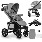 LIONELO Annet Plus Buggy bis 22 kg mit Liegefunktion, Kinderwagen klein zusammenklappbar mit Zubehör, Eva-Schaum-Räder, Moskitonetz, Fußdecke Getränkehalter, Korb