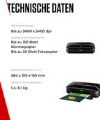 Canon PIXMA iX6850 Drucker Farbtintenstrahl Multifunktionsgerät DIN A3+ (Bürodrucker, Fotodruck, Textdruck, 9.600 x 2.400 DPI, WiFi, WLAN, USB, 5 Separate Tinten, Direktdruck, Print App) schwarz