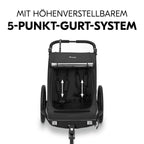 hauck Fahrradanhänger & Kinderwagen Dryk Duo Plus mit Federung, für 2 Kinder (6-48 Monate), inkl. Deichsel, Buggyrad, Fahne und LED Licht, Faltbar, Höhenverstellbar, XL Kofferaum (Dark Green)