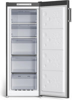 CHiQ FSD166NE4E Gefrierschrank 166 L, No Frost Technologie, Wechselbarer Türanschlag, Schwarzer Edelstahl, 144cm Höhe