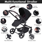 3 in 1 Kinderwagen Set mit umkehrbarem Sport-Sitz, Babywanne & Buggy – Ein-Klick-Zusammenklappbar, Leicht & Tragbar mit Großem Regenschutz