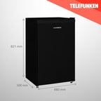 TELEFUNKEN Kühlschrank ohne Gefrierfach, Freistehend, 90 L Gesamt-Nutzinhalt, Kühlschrank klein mit Gemüsefach & 3 Ablagen, Temperaturregelung, LED Innenbeleuchtung, CF-31-121-B schwarz