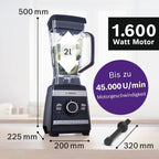Bosch Standmixer VitaBoost MMBH6P6BDE, 6-Klingen-Edelstahlmesser, 2,5l Tritan-Mixbehälter, Stopfer, 6 Automatikprogramme, Rezeptbuch, BPA-frei, einfache Reinigung, 45,000 U/min, 1600 W, schwarz