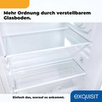 Exquisit Kühlschrank KS117-3-040D weiss | 81 L Volumen | Kühlschrank mit Gefrierfach freistehend | Gemüsefach | Freistehender Kühlschrank mit Gefrierfach