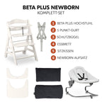 hauck Hochstuhl Beta+ Newborn Set Premium Dark Grey - Babyhochstuhl Set ab Geburt mit Neugeborenen Aufsatz Bouncer, Sitzpolster und Essbrett - Dark Grey
