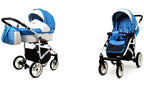 BabyLux® Bambimo Kinderwagen Set 3 in 1 - White Lux - incl. Babywanne, Buggy Sportsitz, Auto-Babyschale - Autositz - Kinderwagenset - Kombikinderwagen mit Wickeltasche, Regenschutz usw.